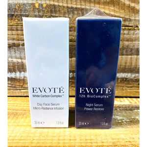 Lot of 2 EVOTE White Carbon Complex Day Face Serum and Night Serum 1 oz SEALED